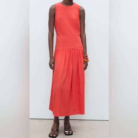 Mango Bold Red Midi Dress - Picture 1 of 3